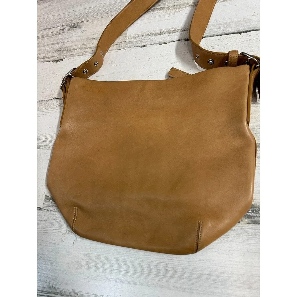Vintage Coach Leather Shoulder Duffle Bag Camel Brown All Leather Purse B3S 9186